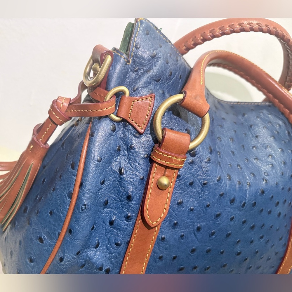 Dooney & Bourke Florentine Satchel Ostrich Collection blue - Picture 5 of 6